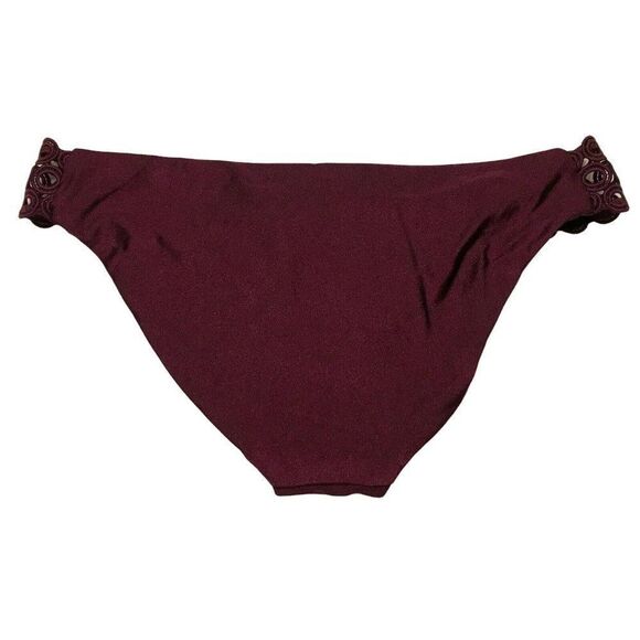 Becca Wine Hipster Bikini Bottom Sz XL Open Cutwork Side Design NEW - Picture 4 of 5